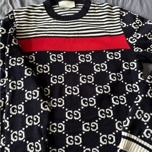 Gucci Black and White GG Pattern Crewneck Sweater